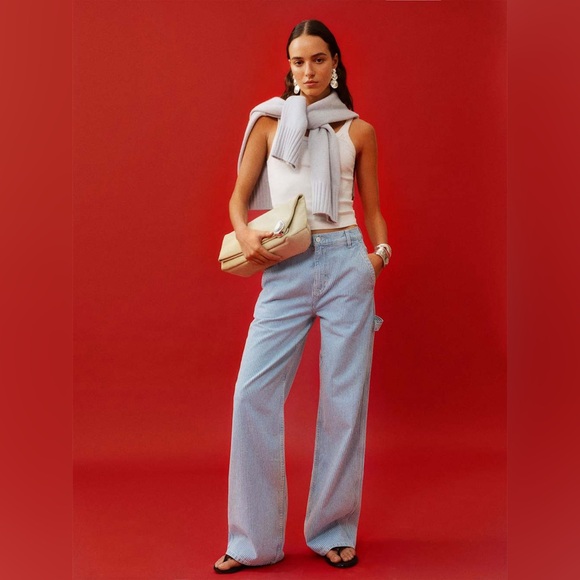 Reformation Denim - NWT Reformation Diego Mid Rise Baggy Utility Jeans in Island Stripe